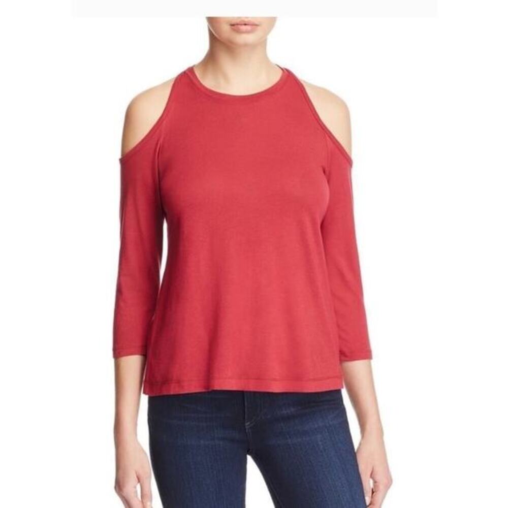 Splendid New Cold Shoulder Top Modal Cotton Stretchy Burgundy Red M